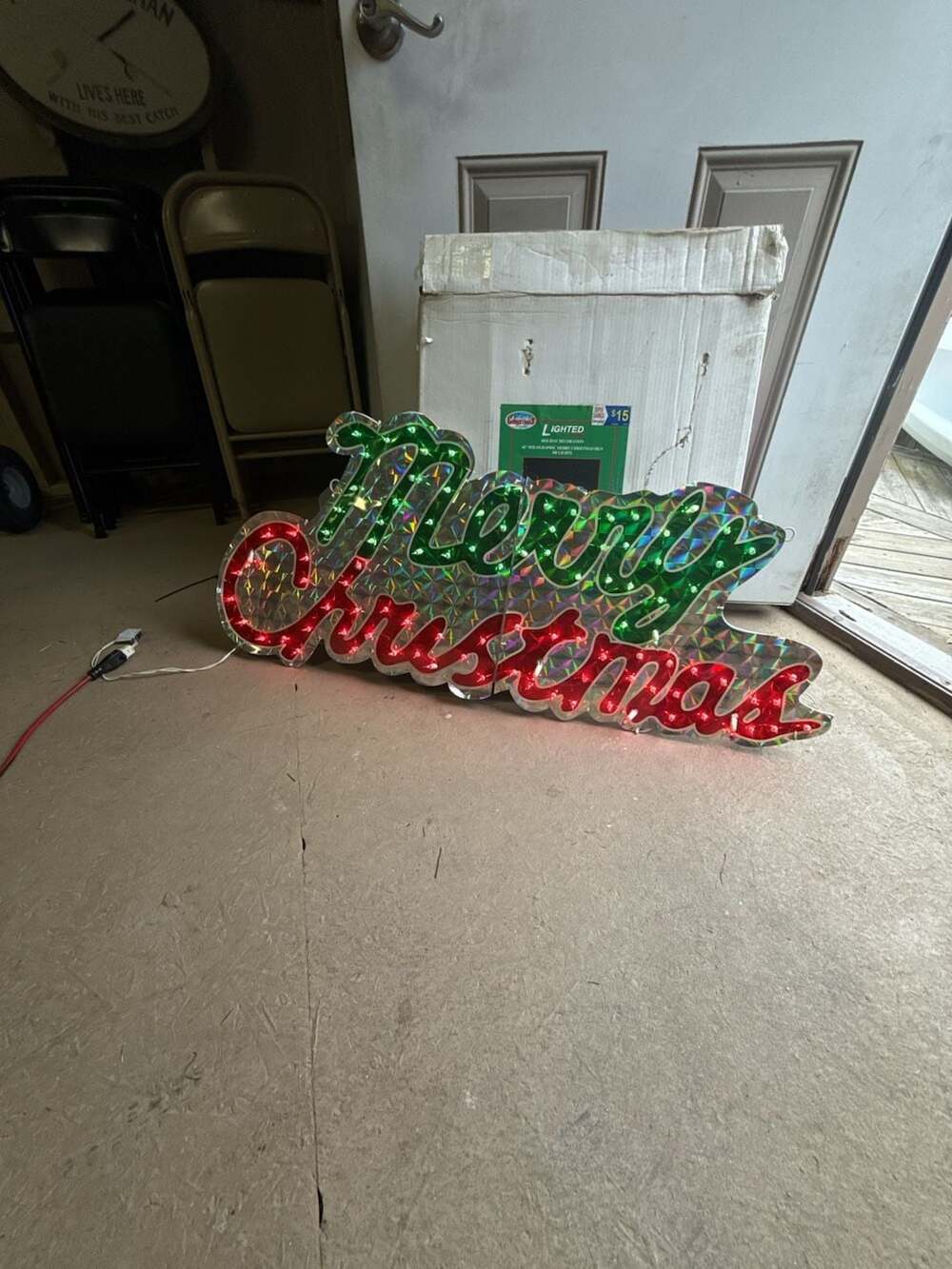 Santa's Christmas Magic 46 Inch Holographic Merry Christmas Sign